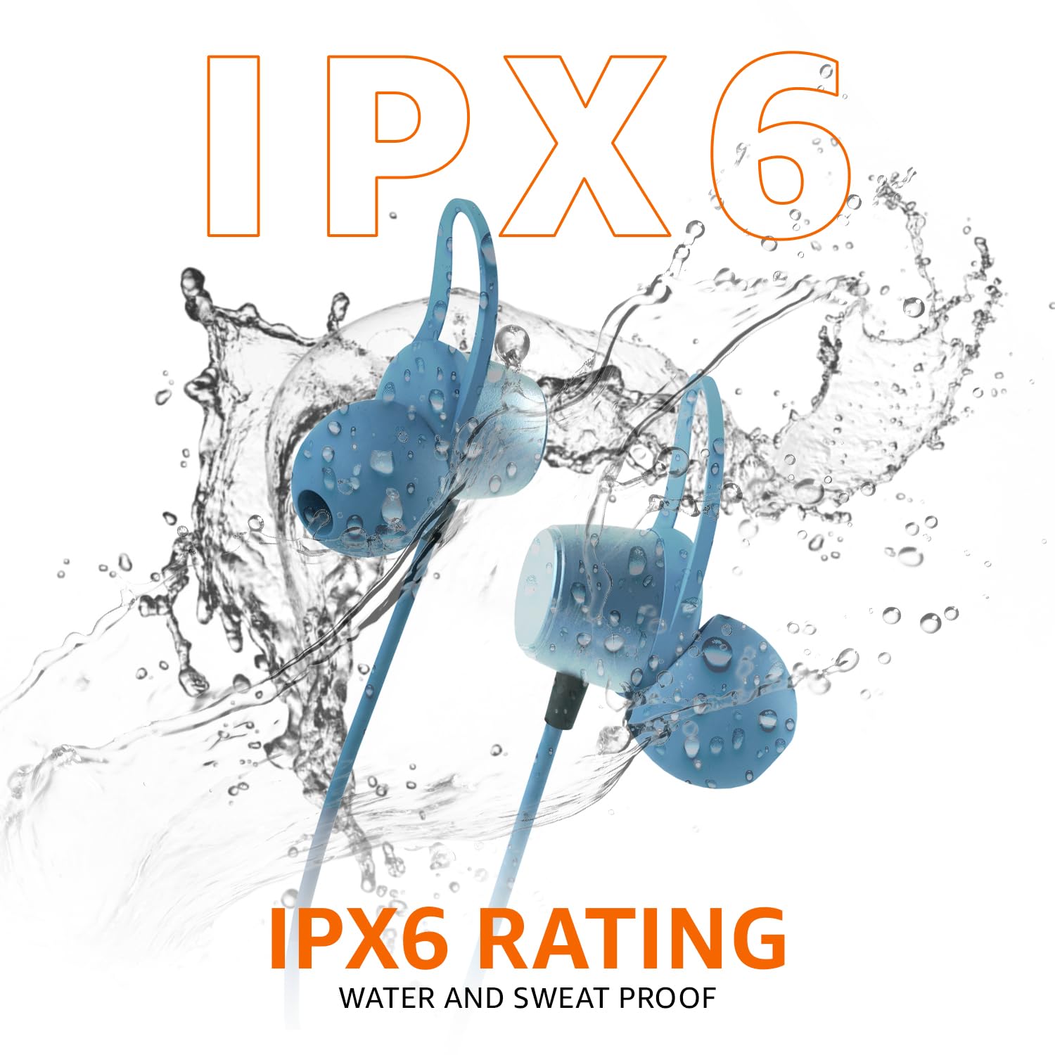 amazon basics Bluetooth 5.0 Neckband with Magnetic Earbuds | Up to 30 Hours Playtime | Voice Assistant | Dual Pairing | IPX6 Rated (Blue+Black)