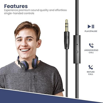 MuveAcoustics Impulse MA-1500FB Wired On Ear Headphones with Mic (Flagship Blue)