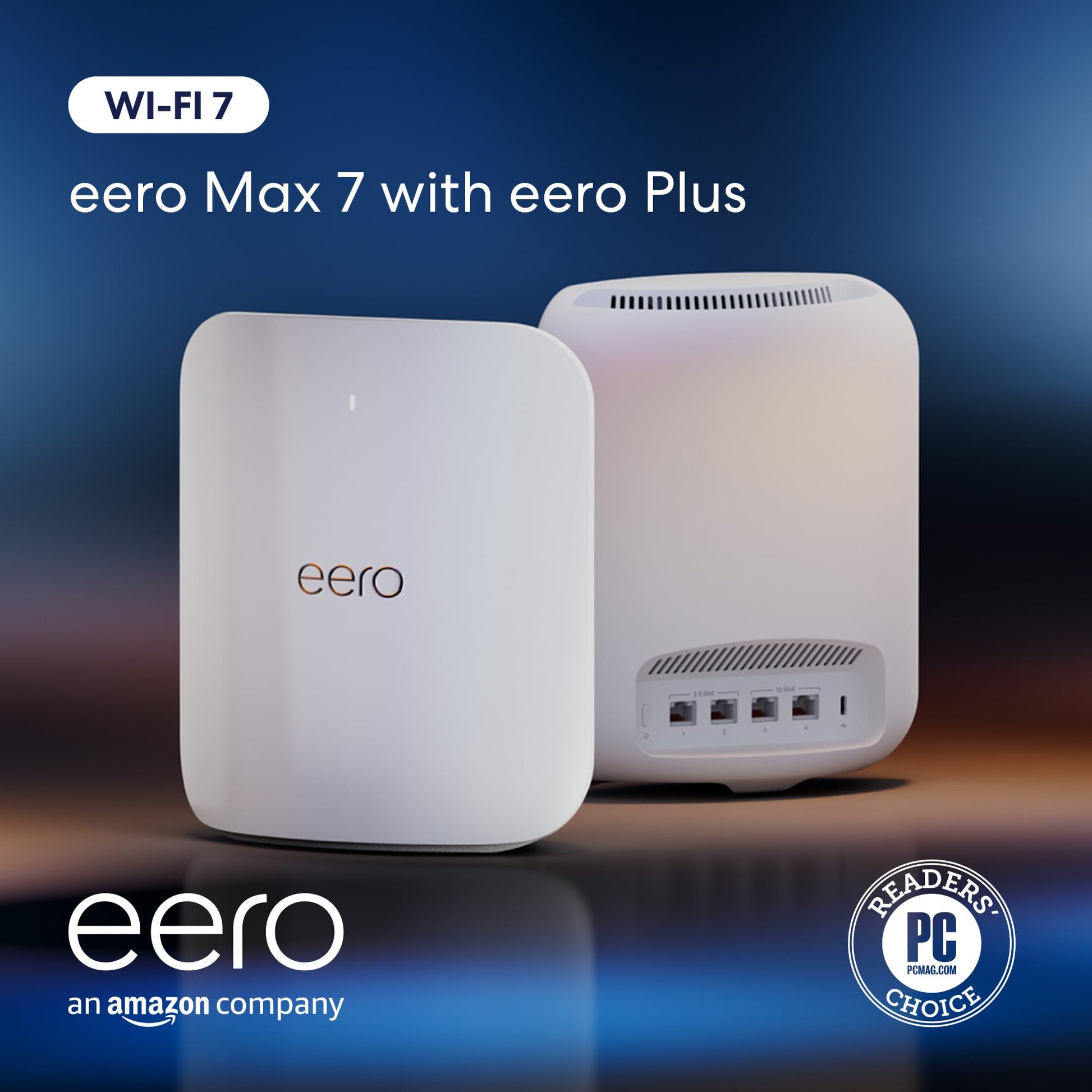 Amazon eero Max 7 mesh wifi router (newest model) - Supports internet plans up to 10 Gbps, Coverage up to 2,500 sq. ft., Connect 250+ devices, 1-pack