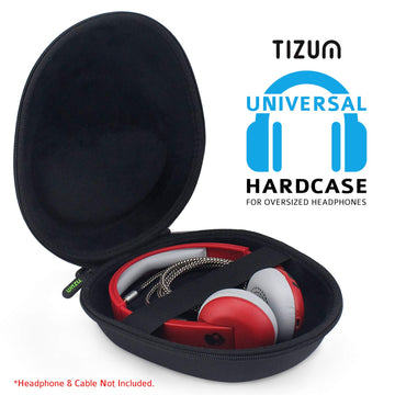 Tizum EVA Material Hard Shell EVA Headphone Carrying Case for Universal Oversized Over-Ear Headset, Shockproof, Water Repellent, Anti-Pressure Portable Protective Pouch, Black
