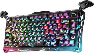 GravaStar Mercury V75 Pro 75% Hall Effect Magnetic Switch Gaming Keyboard, Only Wired, Hot‑Swappable, 8000 Hz Polling, Dual‑Zone RGB, Semi‑Aluminum Frame - Neon Graffiti