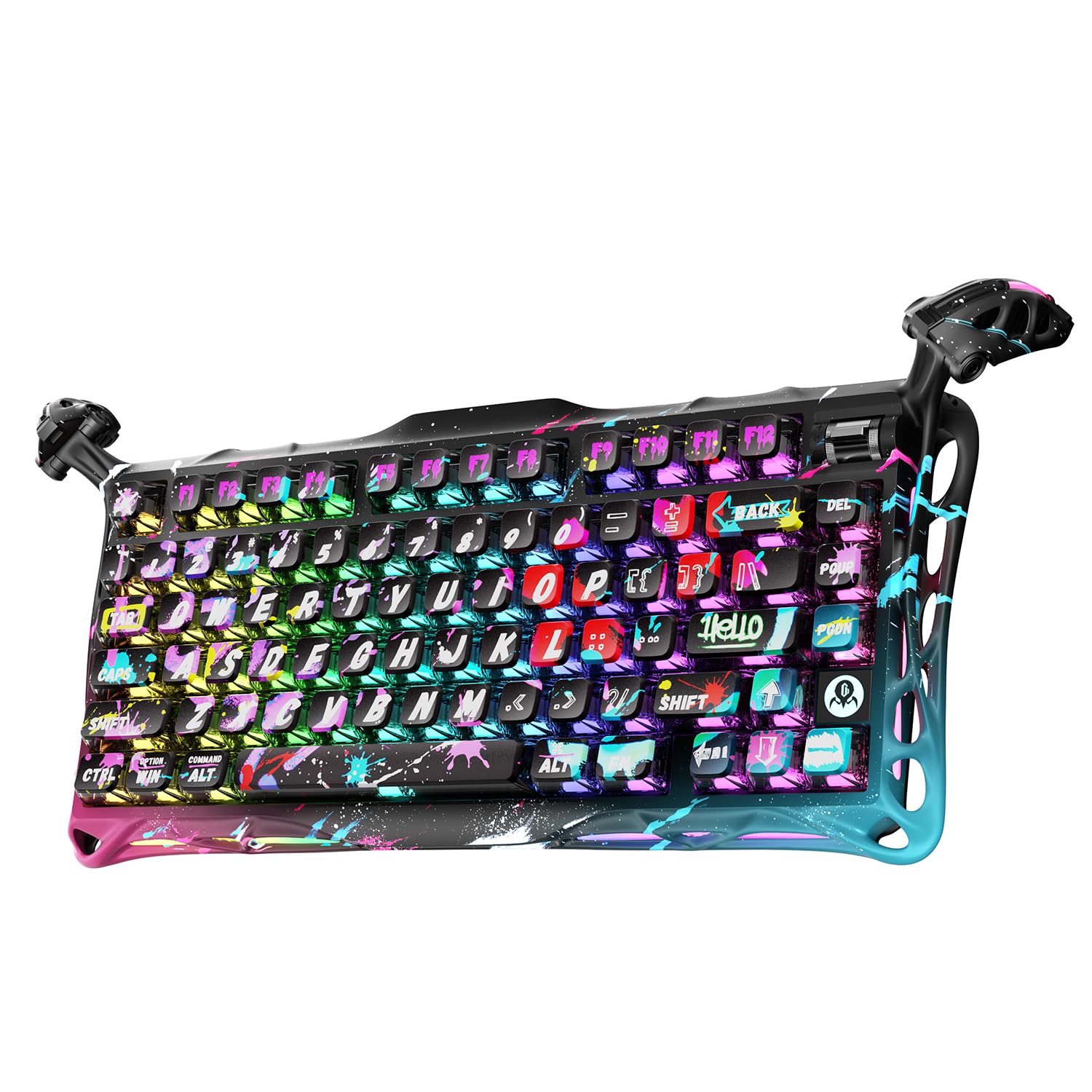 GravaStar Mercury V75 Pro HE Keyboard – 75% Layout Gaming Keyboard, Hall‑Effect Magnetic Switches, Only Wired, Hot‑Swappable, 8000 Hz Polling, Dual‑Zone RGB, Semi‑Aluminum Frame with Cyberpunk