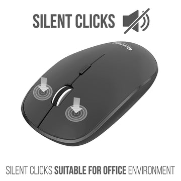 Quantum Wireless Mouse with Upto 12 Months Battery Life(Cell Included), Silent Keys, 800/1200/1600 DPI, USB Nano Receiver, USB to Type-C Connector, Slim Wireless Mouse for PC, Laptop, MacBook (Black)
