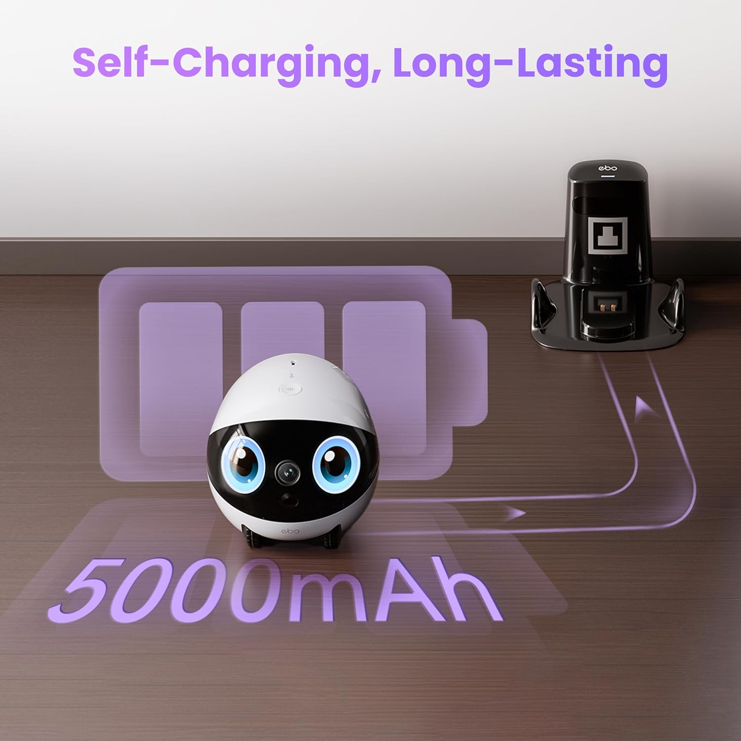 Enabot EBO 3K Home Camera Robot Air 2 Plus: Indoor Camera, Movable Robot Companion, 2-Way Video, AI Chat Mode, Auto-Recharge, Long Battery Life, Custom Facial Image, Night Vision, 32GB Memory Card