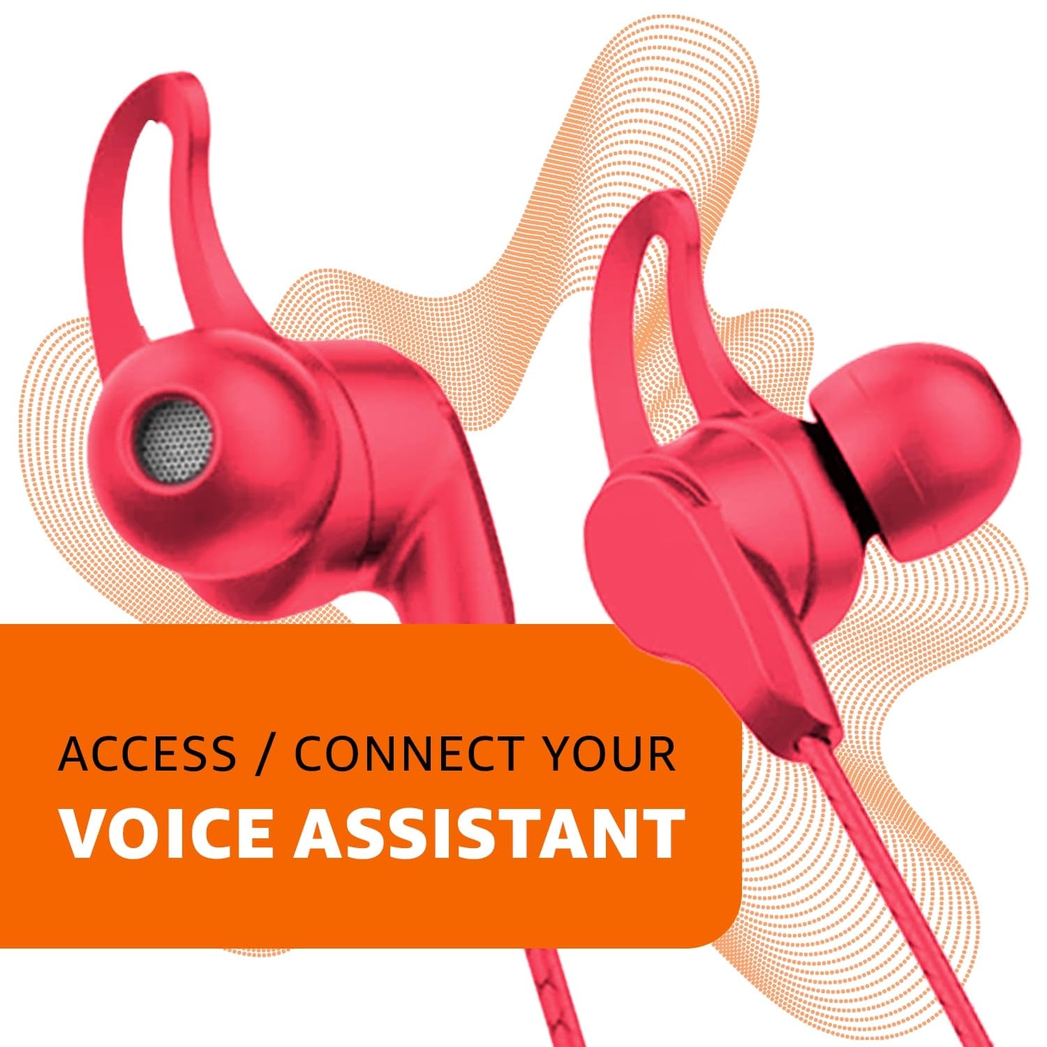 amazon basics in-Ear Bluetooth 5.0 Wireless Neckband with Mic, Up to 13 Hours Playback Time, Magnetic Earbuds, Noise Cancellation, Voice Assistant, Dual Pairing and IPX5 Rated (Red)