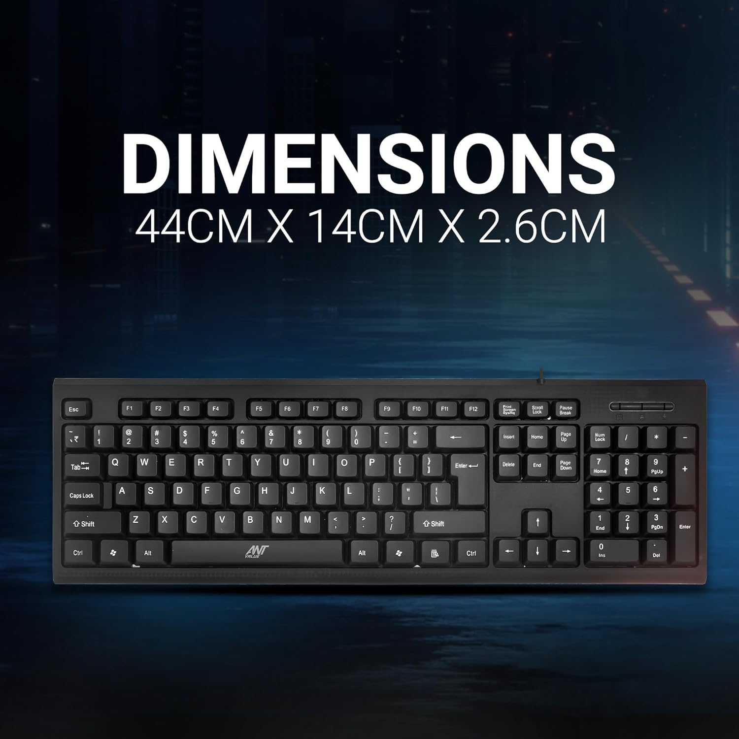 Ant Value FKBRI01 Ultra-Slim Compact USB Wired Keyboard for Mac and PC,Windows 10/8 / 7 / Vista/XP, Spill-Resistant Silent Keyboard – Membrane Water-Resistant Coating 10 Million Keystrokes (Black)