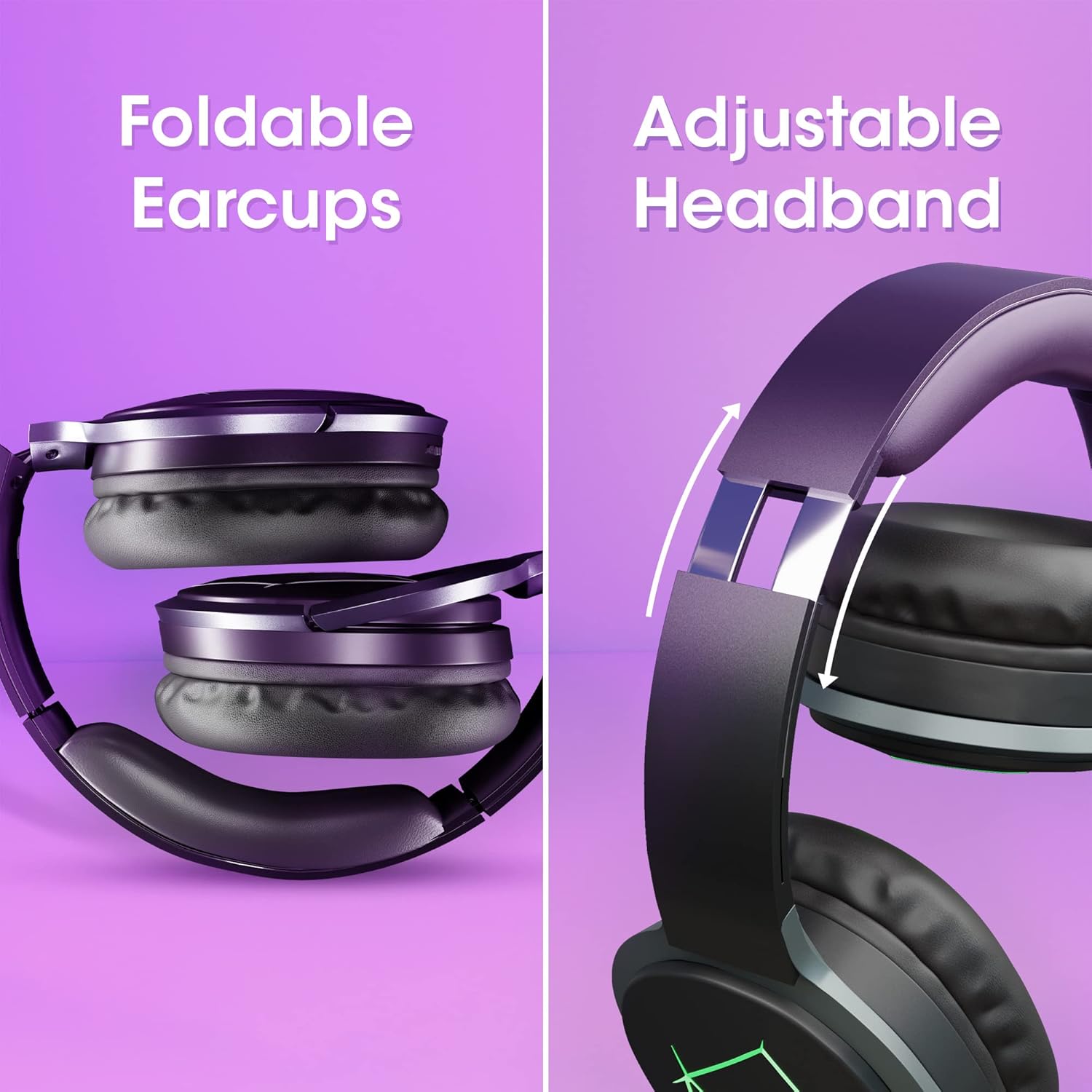 ZEBRONICS Zeb-Envy Bluetooth Wireless Over Ear Headphones with Mic with 33 hrs Playback time, Voice Assistant, with Detachable, Breathing RGB Lights and (Black)