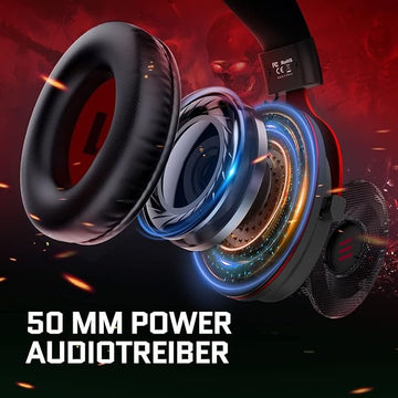 EKSA E900 Wired Stereo Gaming Headset-Over Ear Headphones with Noise Canceling Mic, Detachable Headset Compatible with PS4, PS5, PC, Laptop (Black/Red))