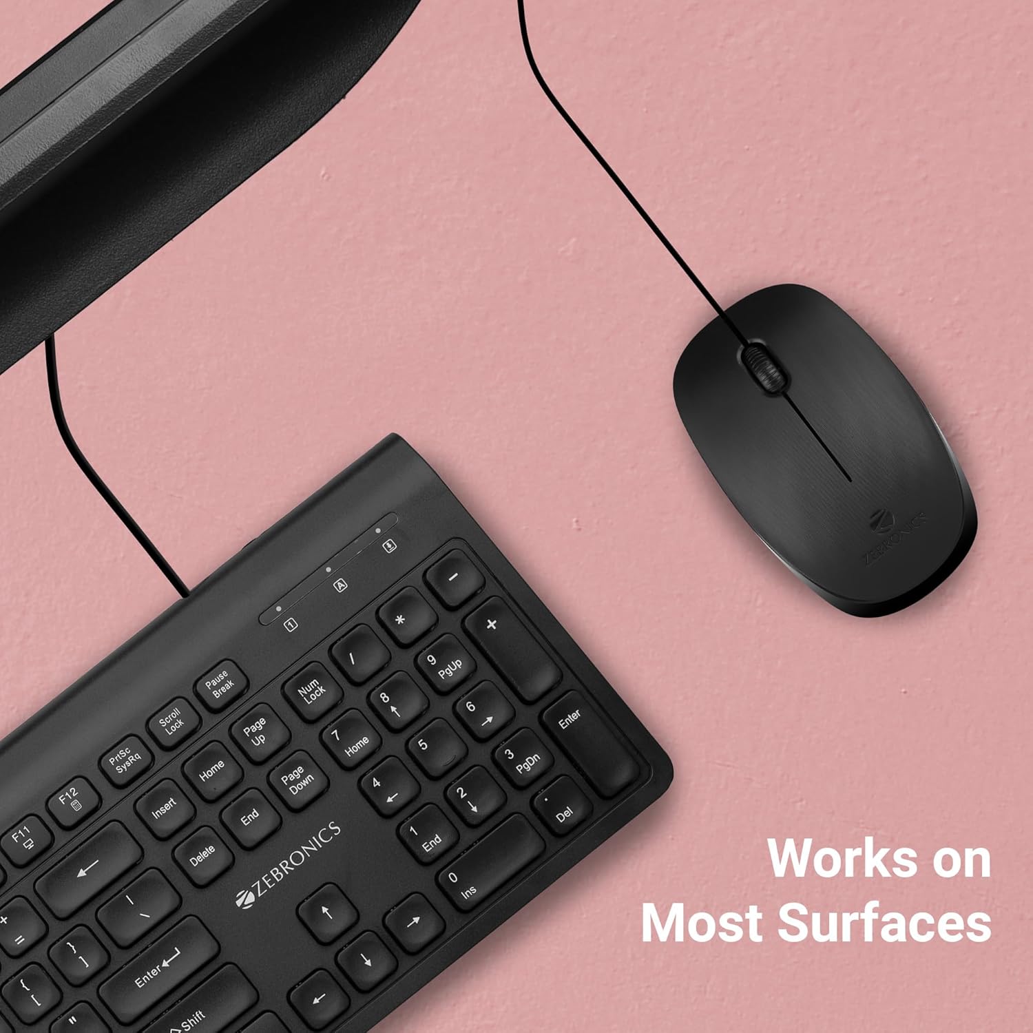 Zebronics Zeb-Power Wired USB Mouse, 3-Button, 1200 DPI Optical Sensor, Plug & Play, for Windows/Mac