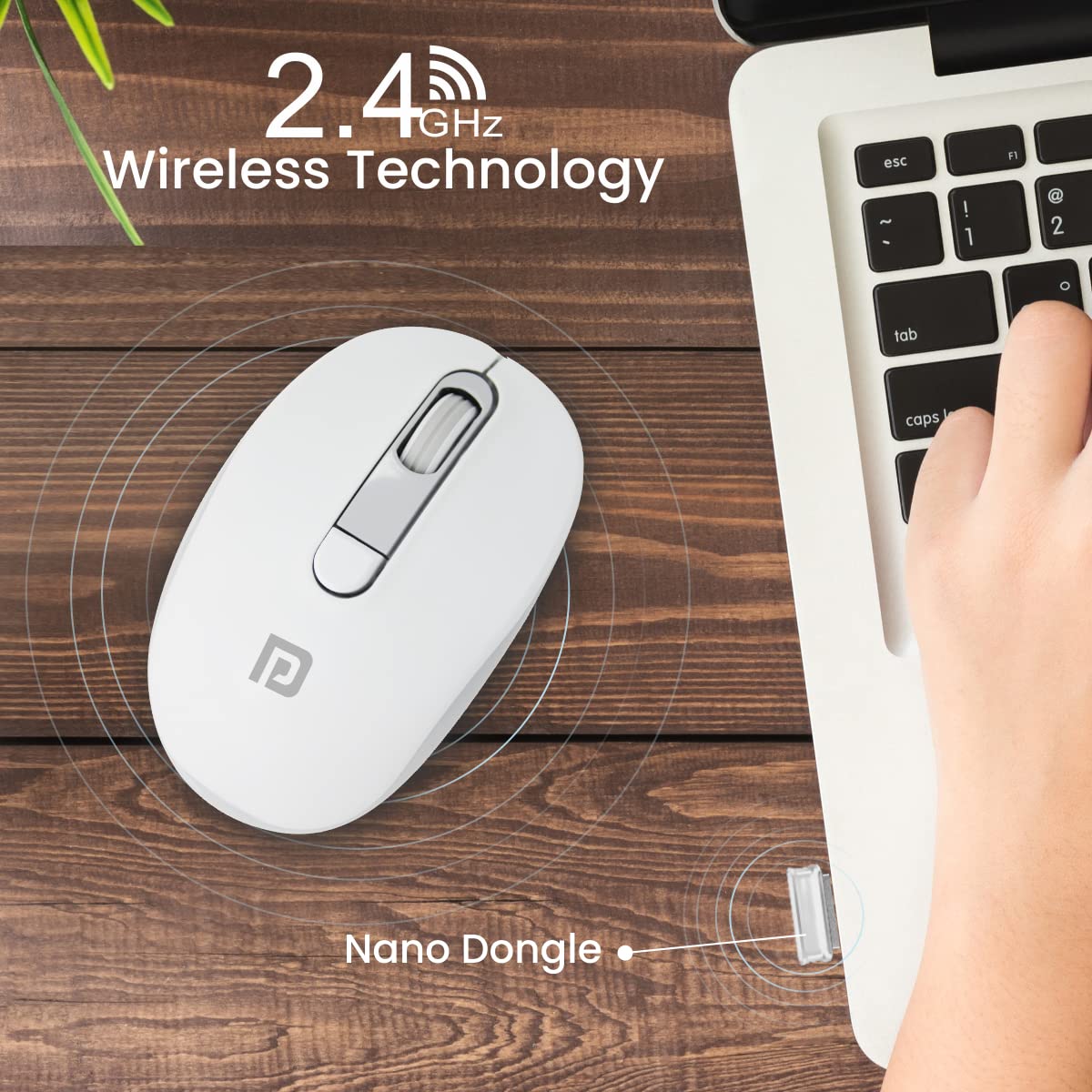 Portronics Toad 11 Wireless Mouse, 2.4 GHz Connectivity with USB Nano Dongle, Adjustable DPI Up to 1600, Ambidextrous for Laptop, MacBook, PC (Grey)