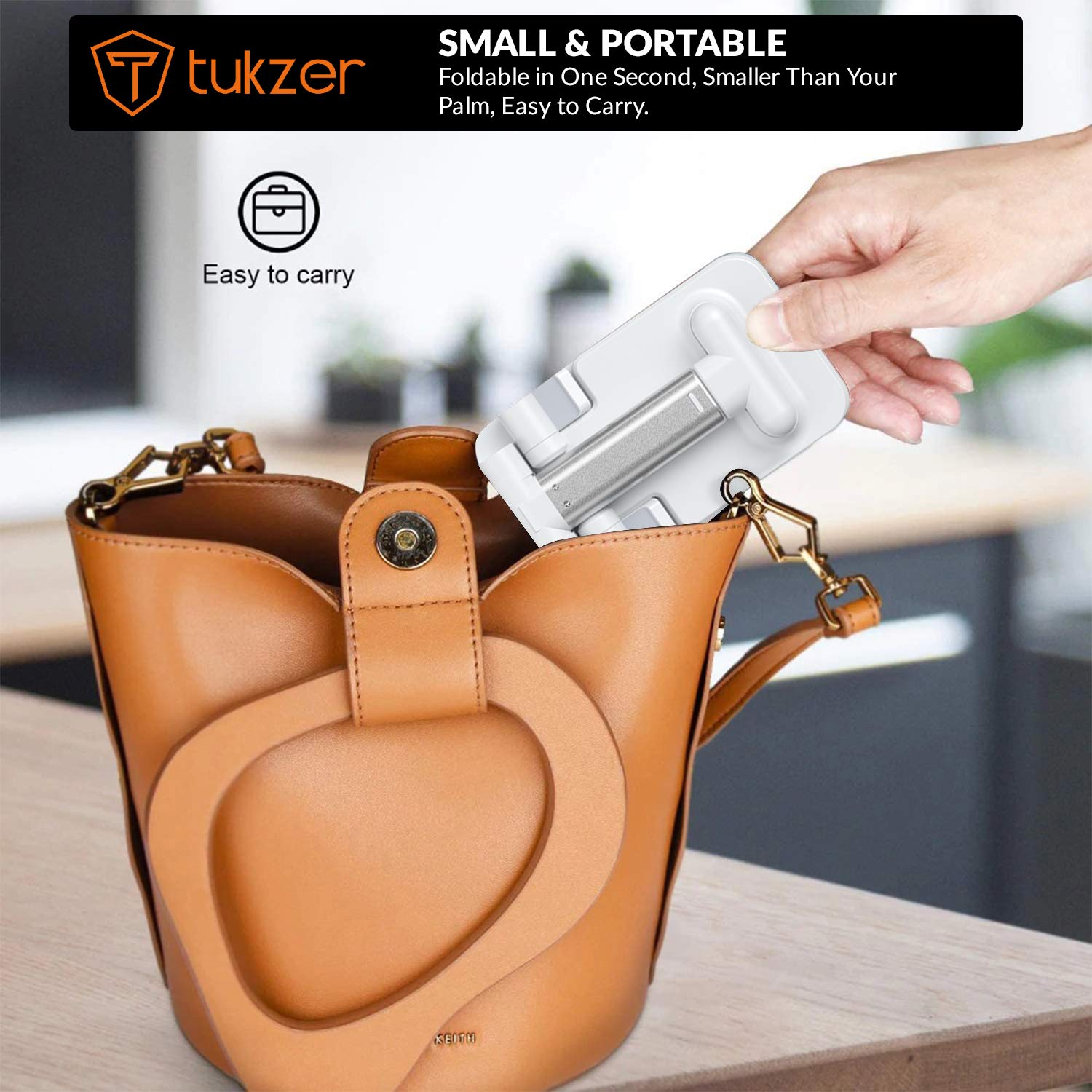 Tukzer Fully Foldable Tabletop Desktop Tablet Mobile Stand Holder - Angle & Height Adjustable for Desk, Cradle, Dock, Compatible with Smartphones & Tablets (White)