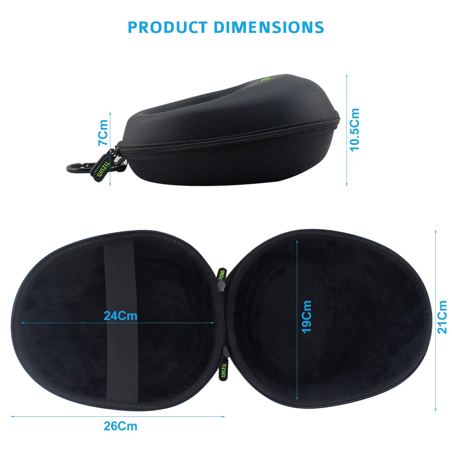 Tizum EVA Material Hard Shell EVA Headphone Carrying Case for Universal Oversized Over-Ear Headset, Shockproof, Water Repellent, Anti-Pressure Portable Protective Pouch, Black
