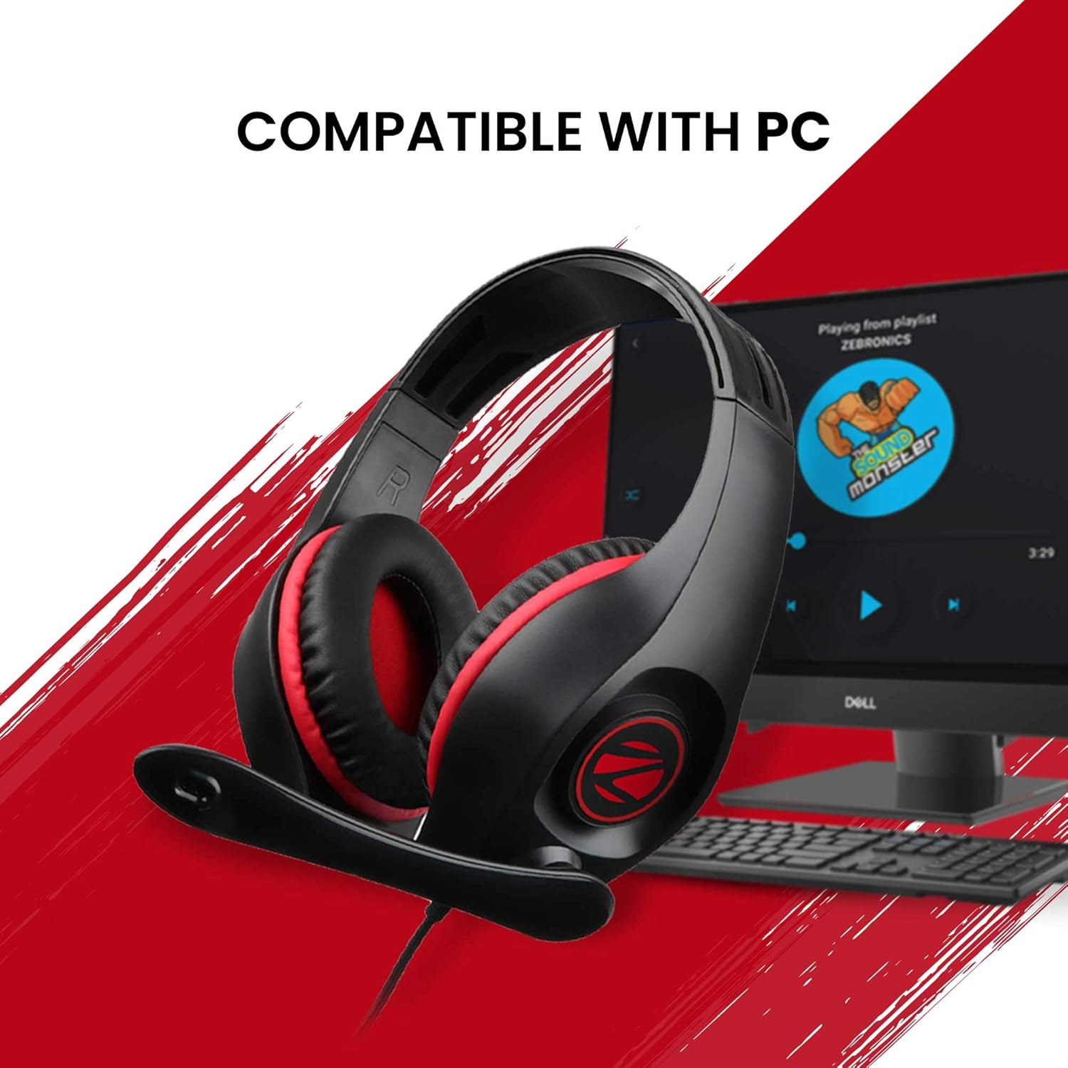 ZEBRONICS Zeb-Grace Wired Over The Ear Headphone with Mic (Black)