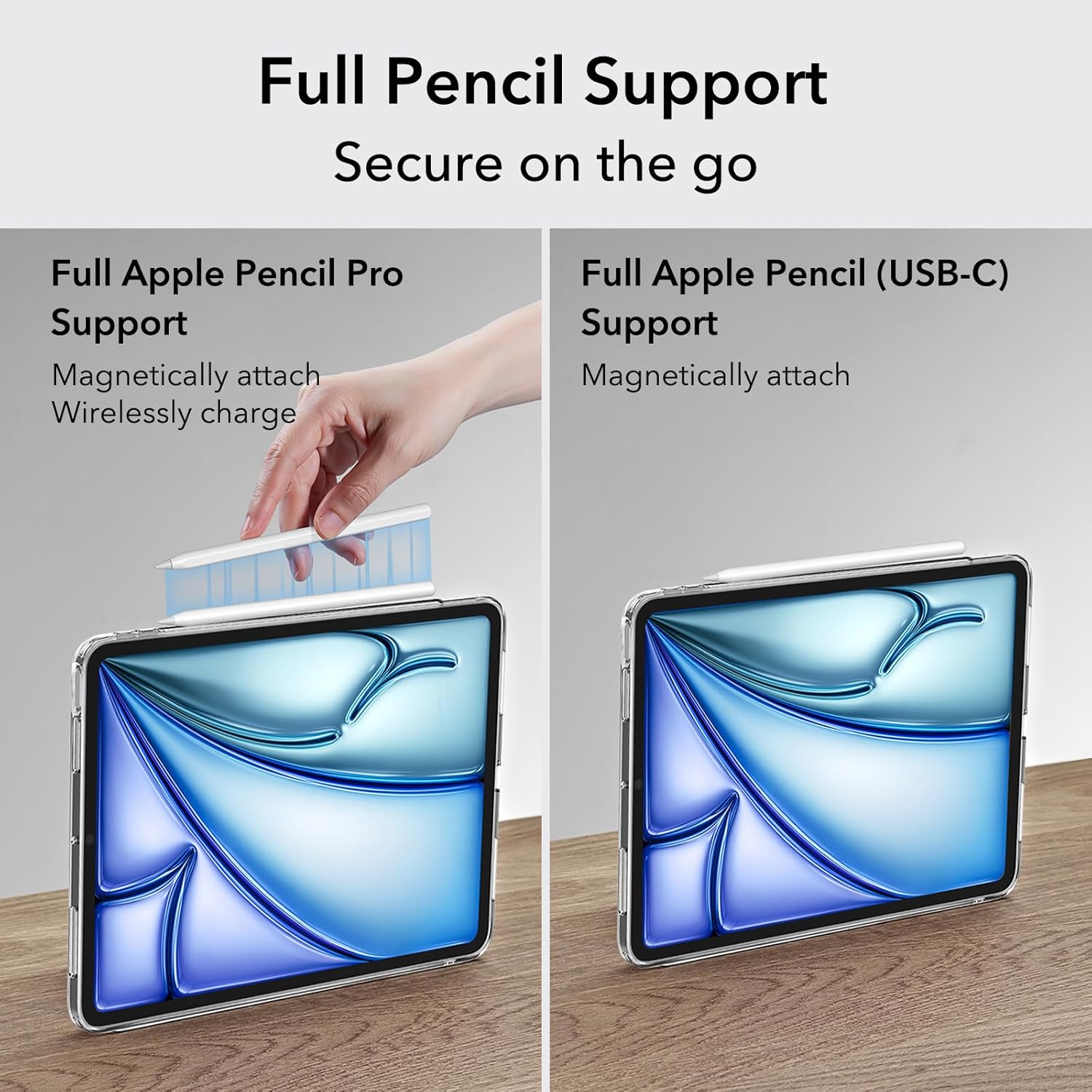 ESR for iPad Air 11 inch Transparent Back Case M3/M2 (2025/2024), iPad Air 7th/6th/5th/4th Gen Case, Slim and Light, Yellowing Resistant, Supports Pencil Pro & Pencil (USB-C), Zero Series, Clear