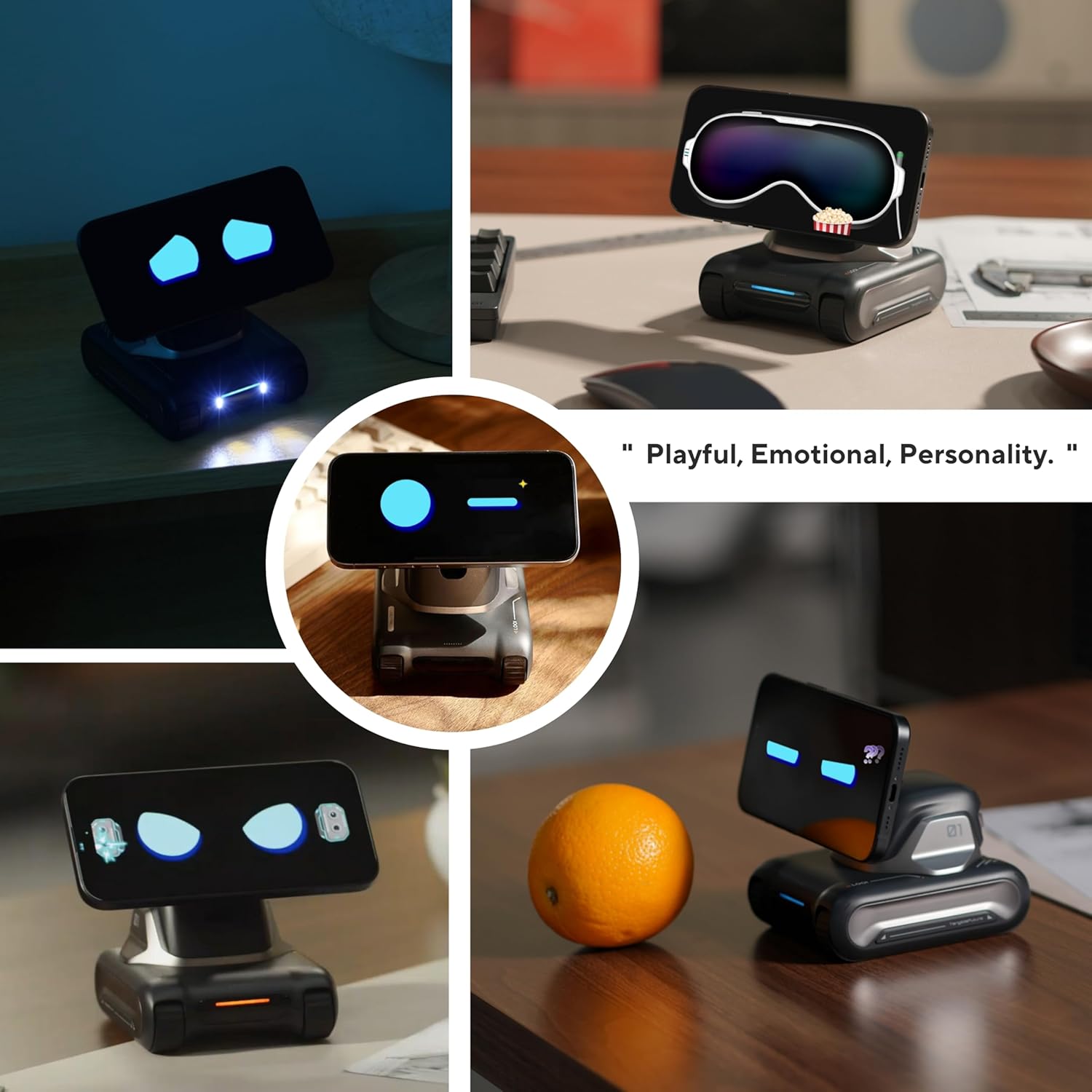 LOOI Robot-Space Black – AI Desktop Companion with ChatGPT Voice Interaction, Memory, Personality, Gesture & Face Recognition, Emotional Support, and 10W Wireless Charging