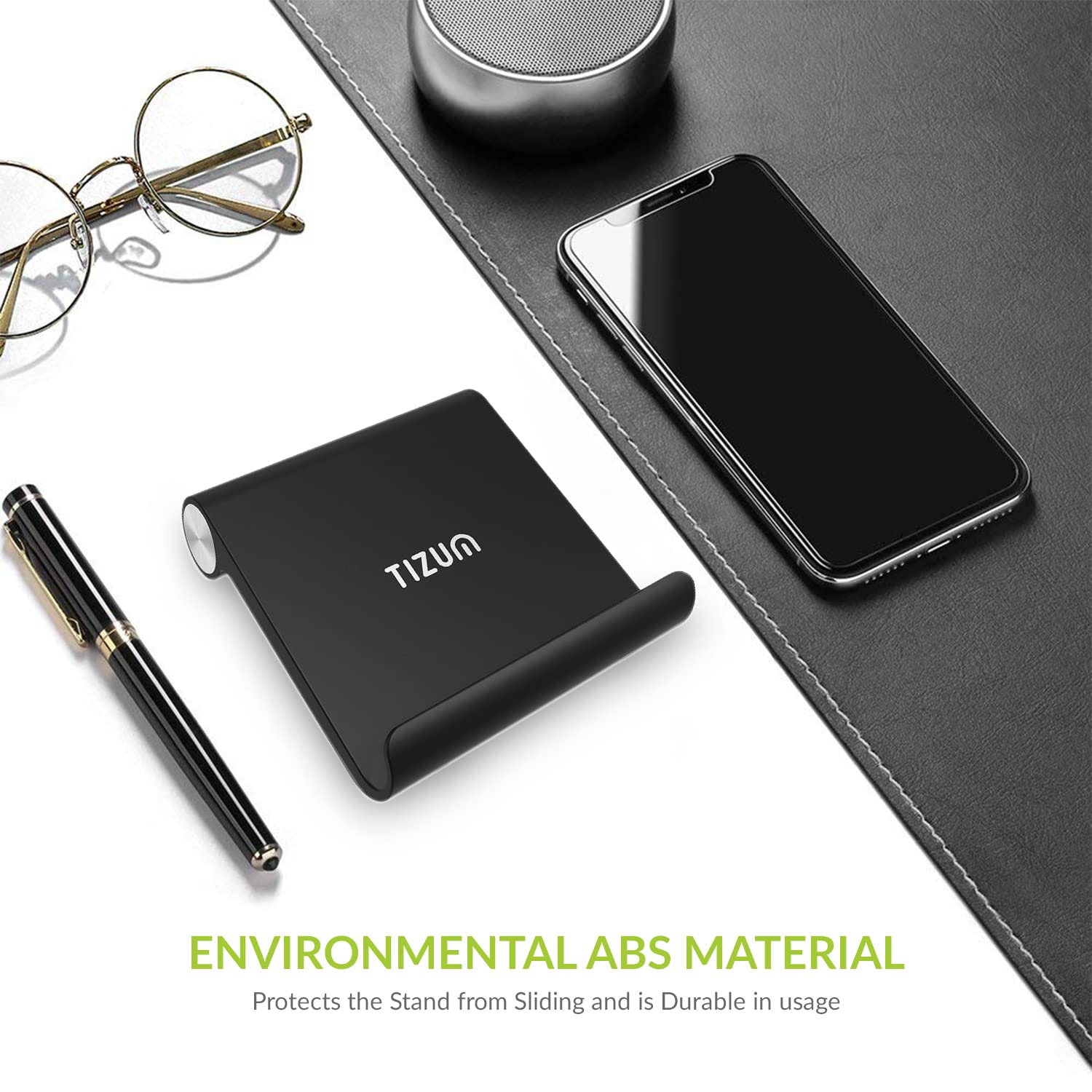 Tizum Multi Angle Foldable Tablet/Mobile Phone Tabletop Stand Holder, Adjustable Angle, Anti-Slip Pads, Cradle, Dock Compatible for Ipad, Tablets, Smartphones, Kindle with Screen Up to 10-Inch (Black)