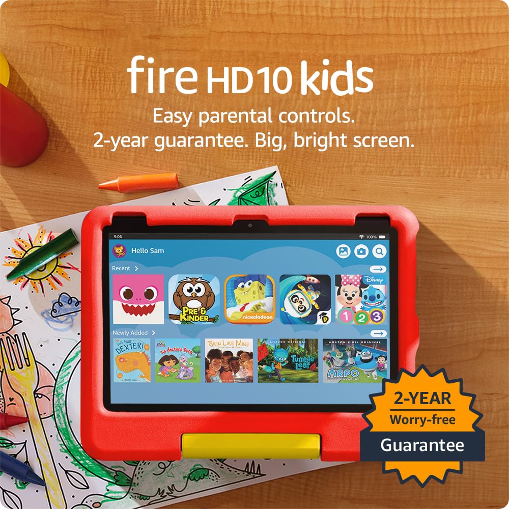 Amazon Fire HD 10 Kids tablet (newest model) ages 3-7 | Bright 10.1" HD screen with included ad-free and exclusive content, robust parental controls, 13-hr battery, 32 GB, Pink
