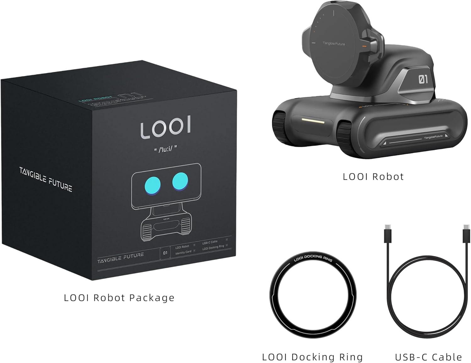 LOOI Robot-Space Black – AI Desktop Companion with ChatGPT Voice Interaction, Memory, Personality, Gesture & Face Recognition, Emotional Support, and 10W Wireless Charging