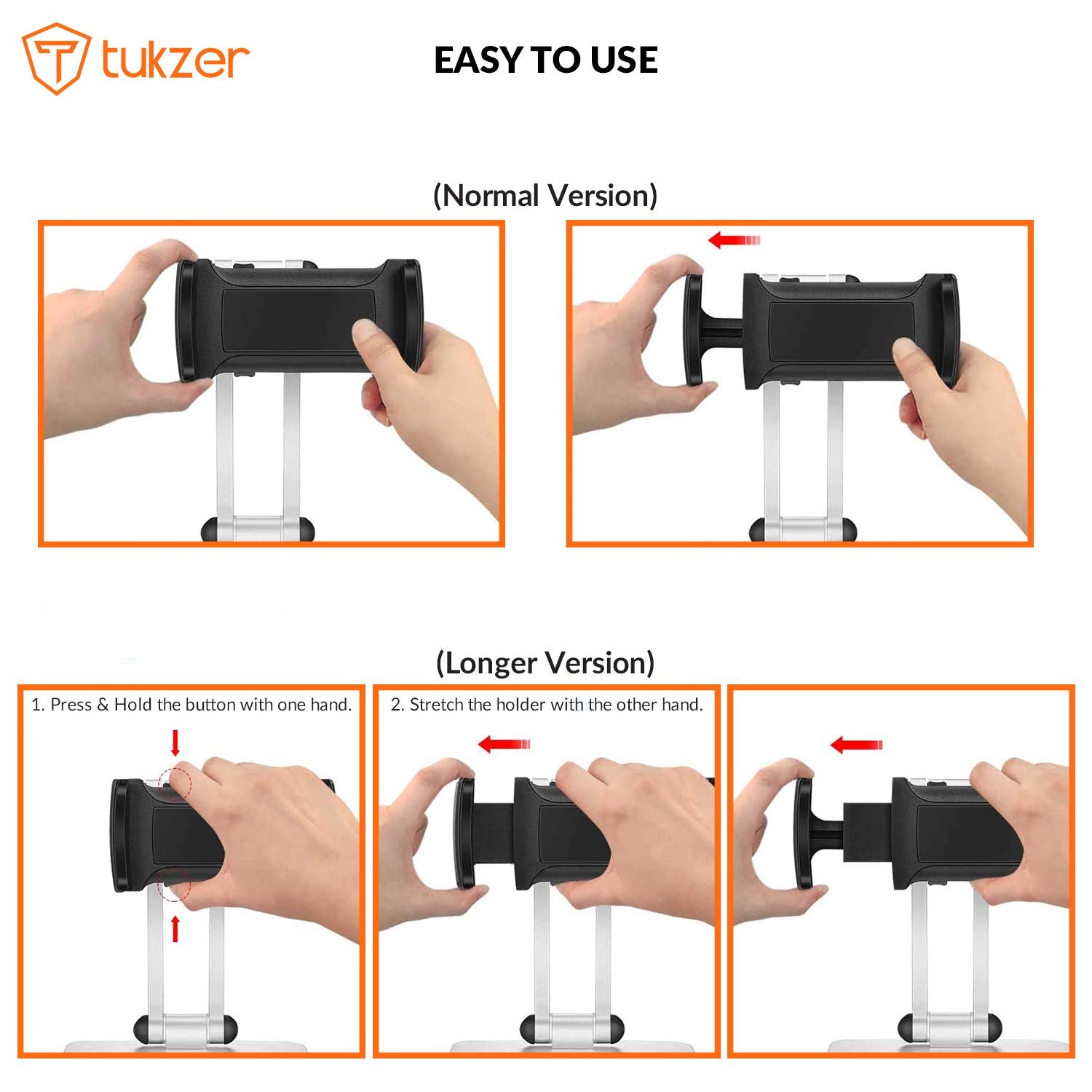 Tukzer Foldable Professional Tablet & Mobile Stand Holder with 360° Swivel & Height/Angle Adjustment| Sturdy & Heavy Metal Base, Solid Structure Cable Clips| for Up to 12 Inch Screen Devices (Grey)