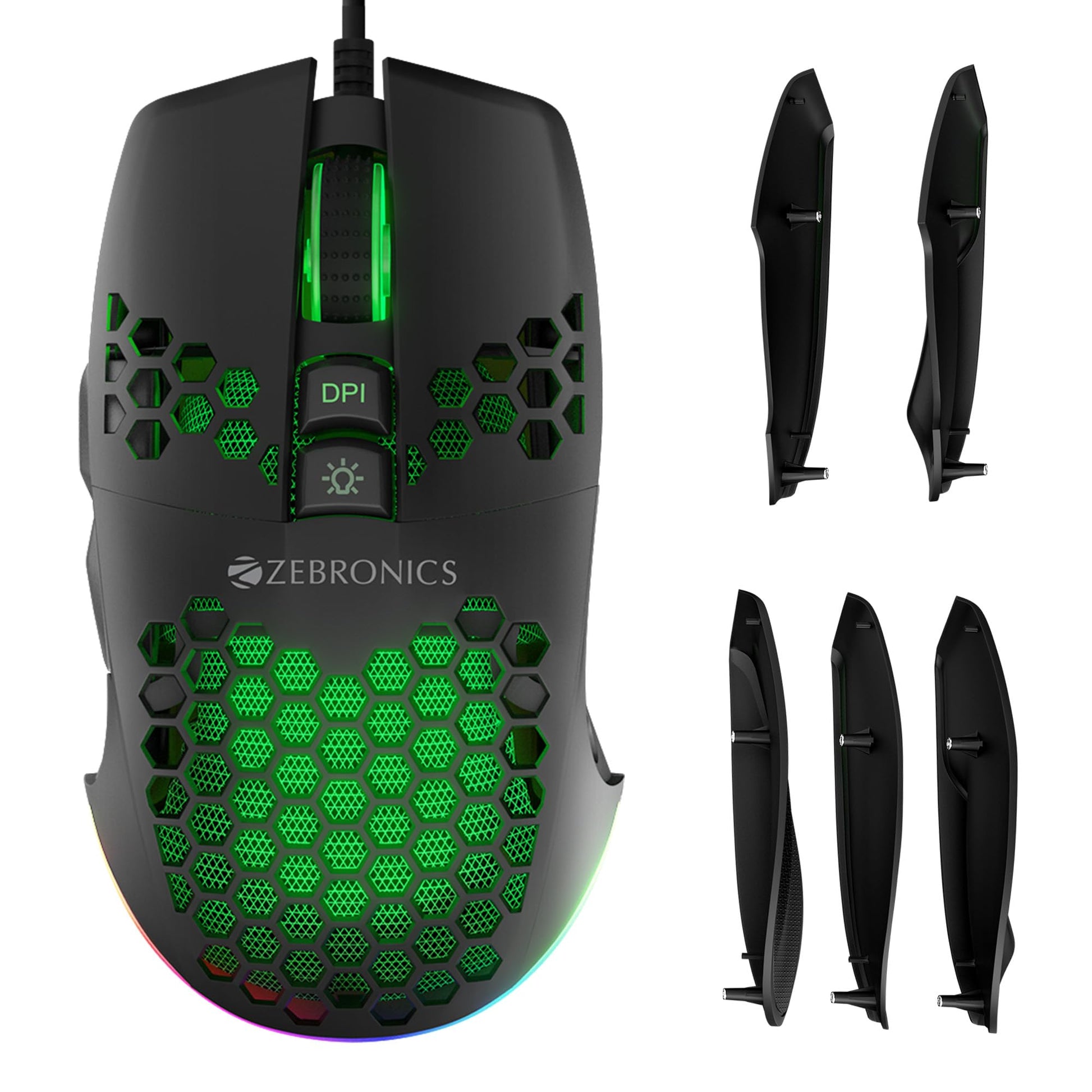 Zebronics-Transformer-M with a High-Performance Gold-Plated USB Mouse: 6 Buttons, Multi-Color LED Lights,High-Resolution Sensor with max 3600 DPI, and DPI Switch(White)