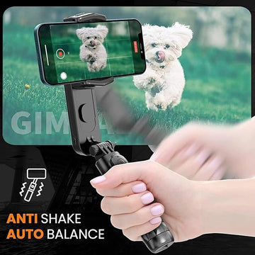 Q09 Mini Gimbal STABILIZER Extendable Selfie Stick Tripod, Anti-Shake 1-Axis Stabilizer with 360 Rotation Auto Balance, Wireless Remote & LED Detachable Fill Light for Smartphone