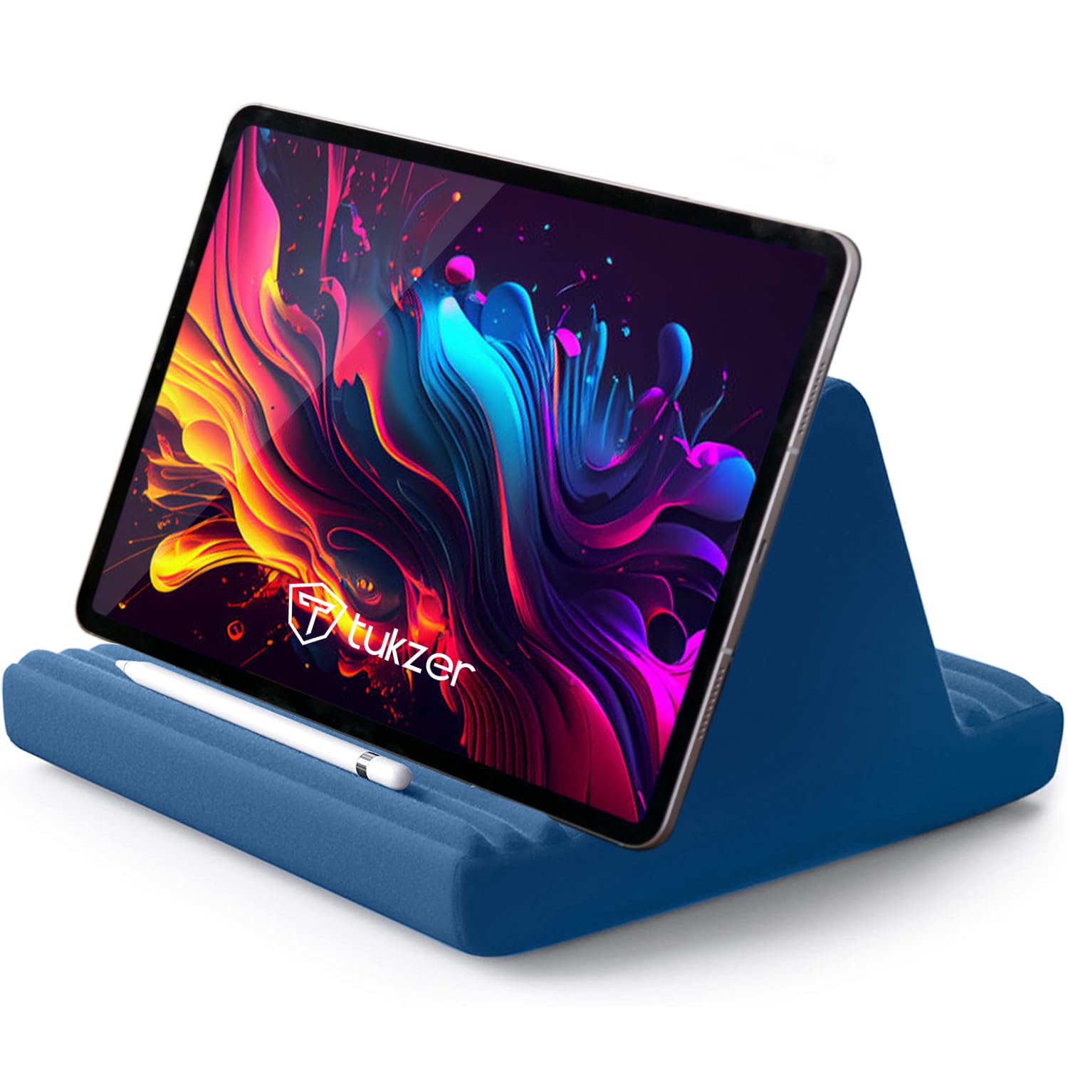 Tukzer Foldable Professional Tablet & Mobile Stand Holder with 360° Swivel & Height/Angle Adjustment| Sturdy & Heavy Metal Base, Solid Structure Cable Clips| for Up to 12 Inch Screen Devices (Grey)