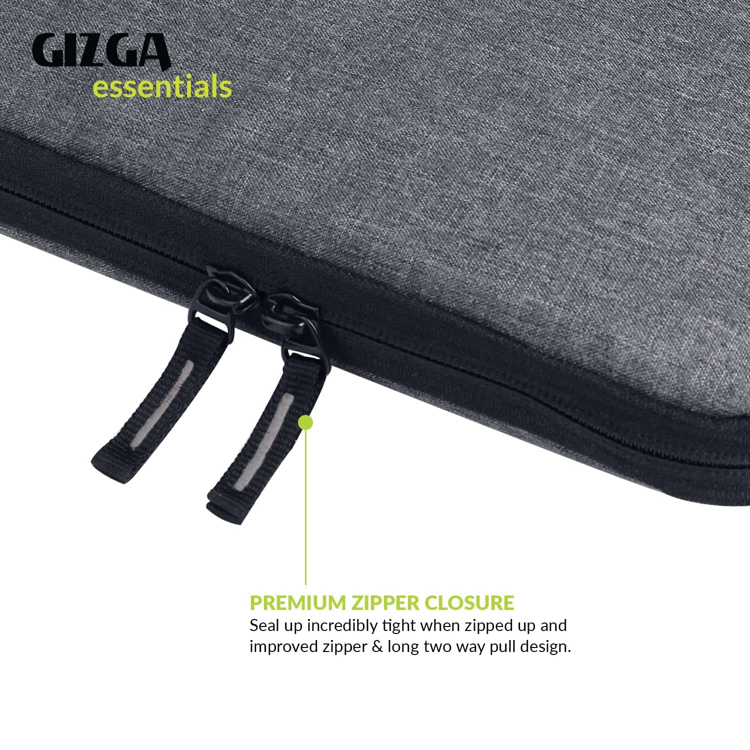 Gizga Essentials 13.3 Inch Laptop Sleeve Case Cover Bag with Extra Pouch, Front Pocket & Handle| Slim & Water-Resistant Nylon Fabric with Shockproof Foam Padding, Soft Lining & Premium Zipper (Grey)