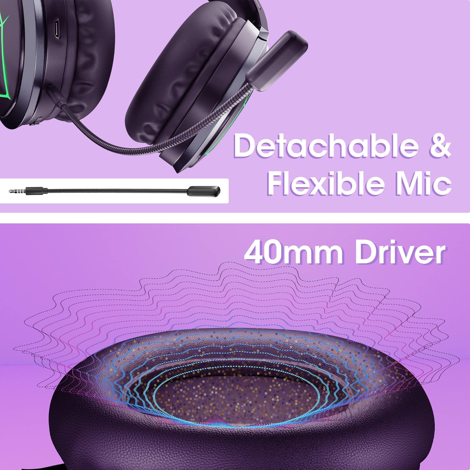 ZEBRONICS Zeb-Envy Bluetooth Wireless Over Ear Headphones with Mic with 33 hrs Playback time, Voice Assistant, with Detachable, Breathing RGB Lights and (Black)