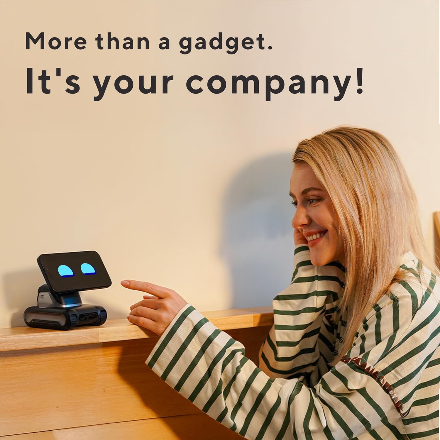 LOOI Robot-Space Black – AI Desktop Companion with ChatGPT Voice Interaction, Memory, Personality, Gesture & Face Recognition, Emotional Support, and 10W Wireless Charging