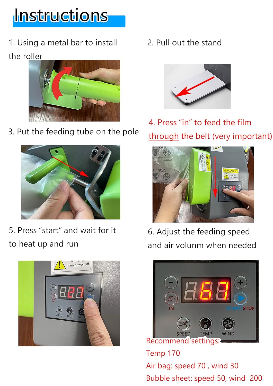 LDS Industry High Speed 39Ft/Min Air Cushion Packing Machine, Green Plastic, Packaging Material, Packaging Machine, 22 pounds, Heating Up Fastly in 30 Seconds, M06