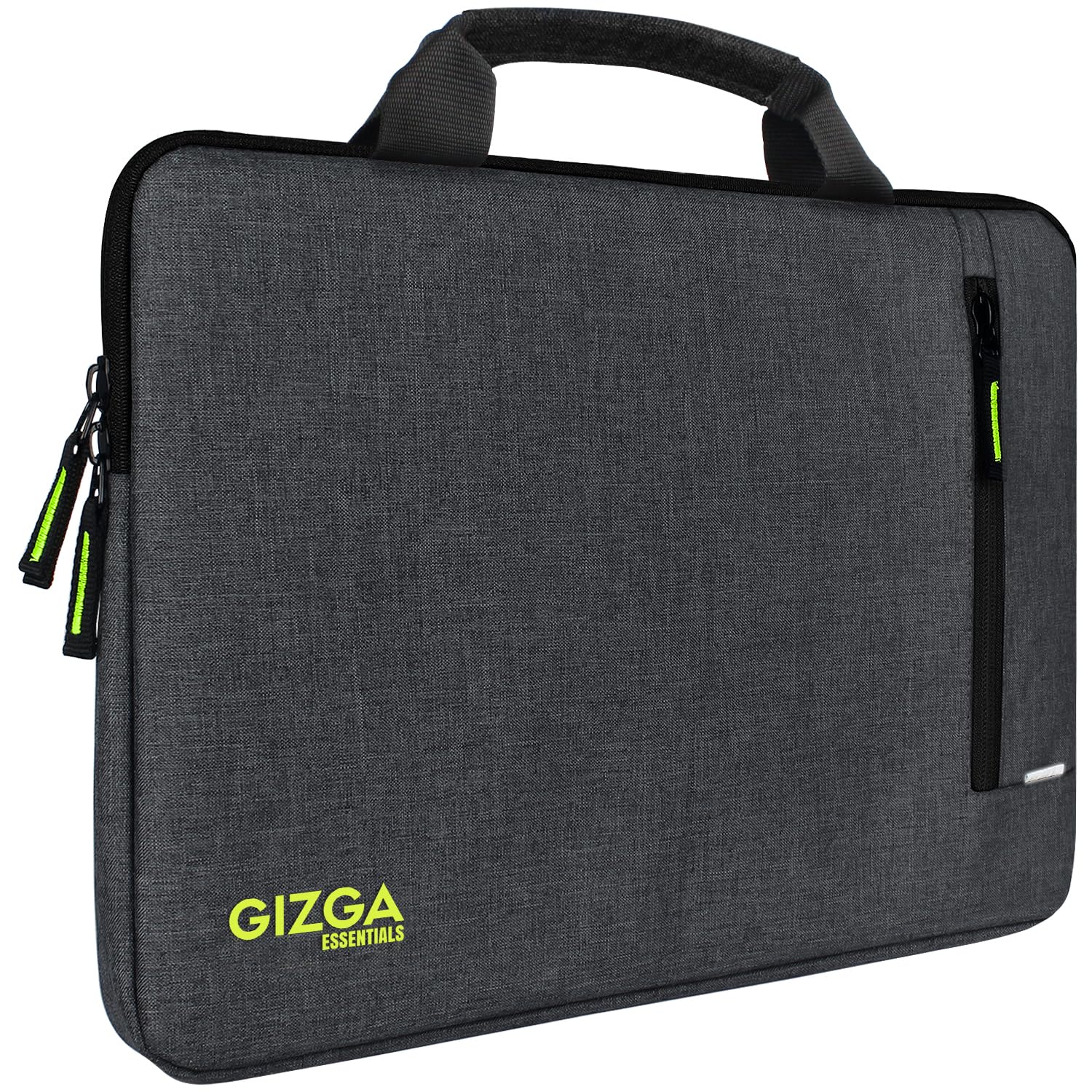 Gizga Essentials 15.6 Inch Laptop Sleeve Case Cover Pouch Bag with Handle & Front Pocket| Slim & Water-Resistant Nylon Fabric with Shockproof Foam Padding, Soft Lining & Premium Zipper Closure (Grey)