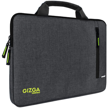 Gizga Essentials 15.6 Inch Laptop Sleeve Case Cover Pouch Bag with Handle & Front Pocket| Slim & Water-Resistant Nylon Fabric with Shockproof Foam Padding, Soft Lining & Premium Zipper Closure (Grey)