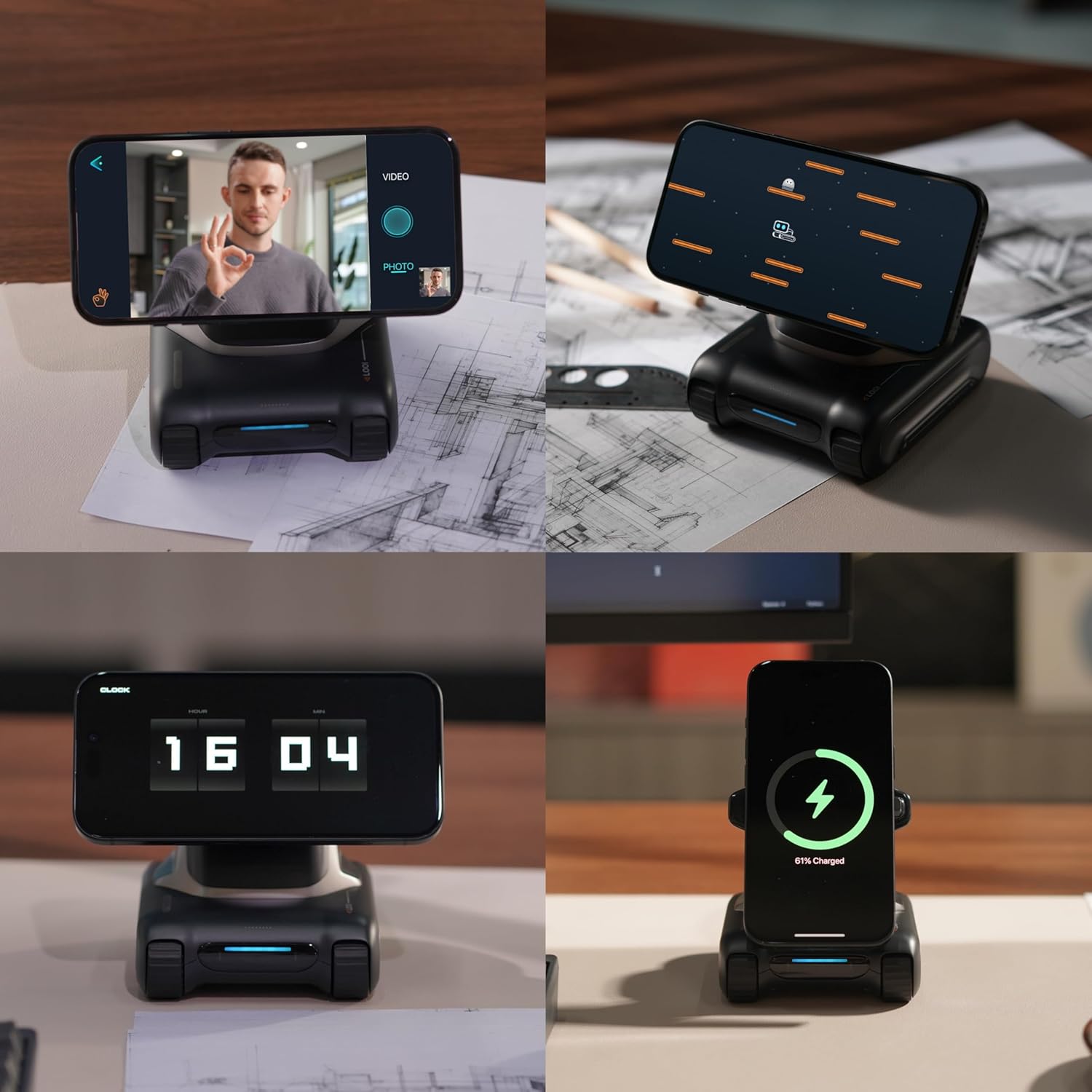 LOOI Robot-Space Black – AI Desktop Companion with ChatGPT Voice Interaction, Memory, Personality, Gesture & Face Recognition, Emotional Support, and 10W Wireless Charging