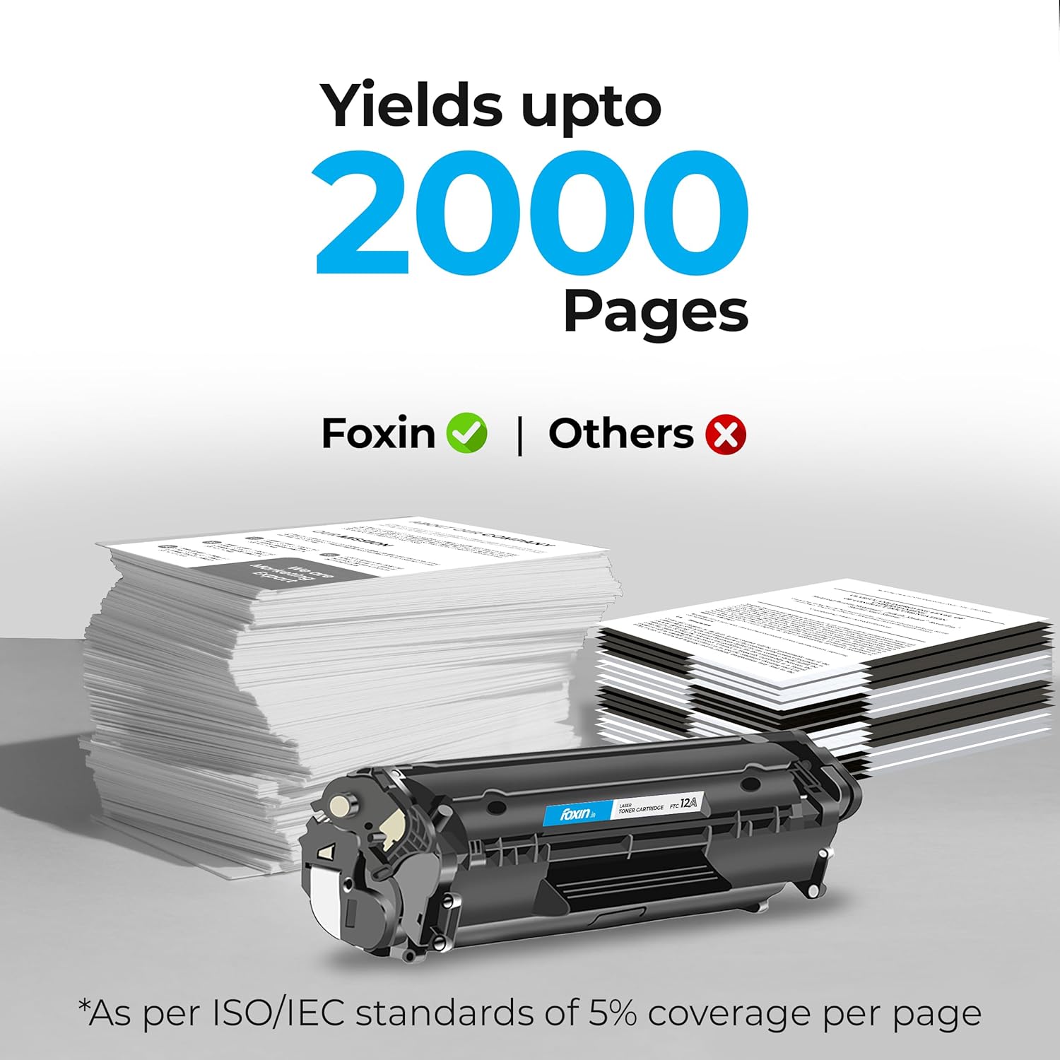 Foxin FTC 12A Laser Printer Cartridge Compatible with 1020, M1005, 1018, 1010, 1012, 1015, 1022, 1022N, 1022NW, 3015, 3020, 3030, 3050, 3050Z, 3052, 3055 / 12A Cartridge / Black