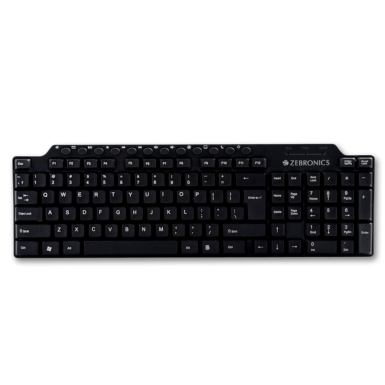 ZEBRONICS ZEB-KM2100 Multimedia USB Keyboard Comes with 114 Keys Including 12 Dedicated Multimedia Keys & with Rupee Key