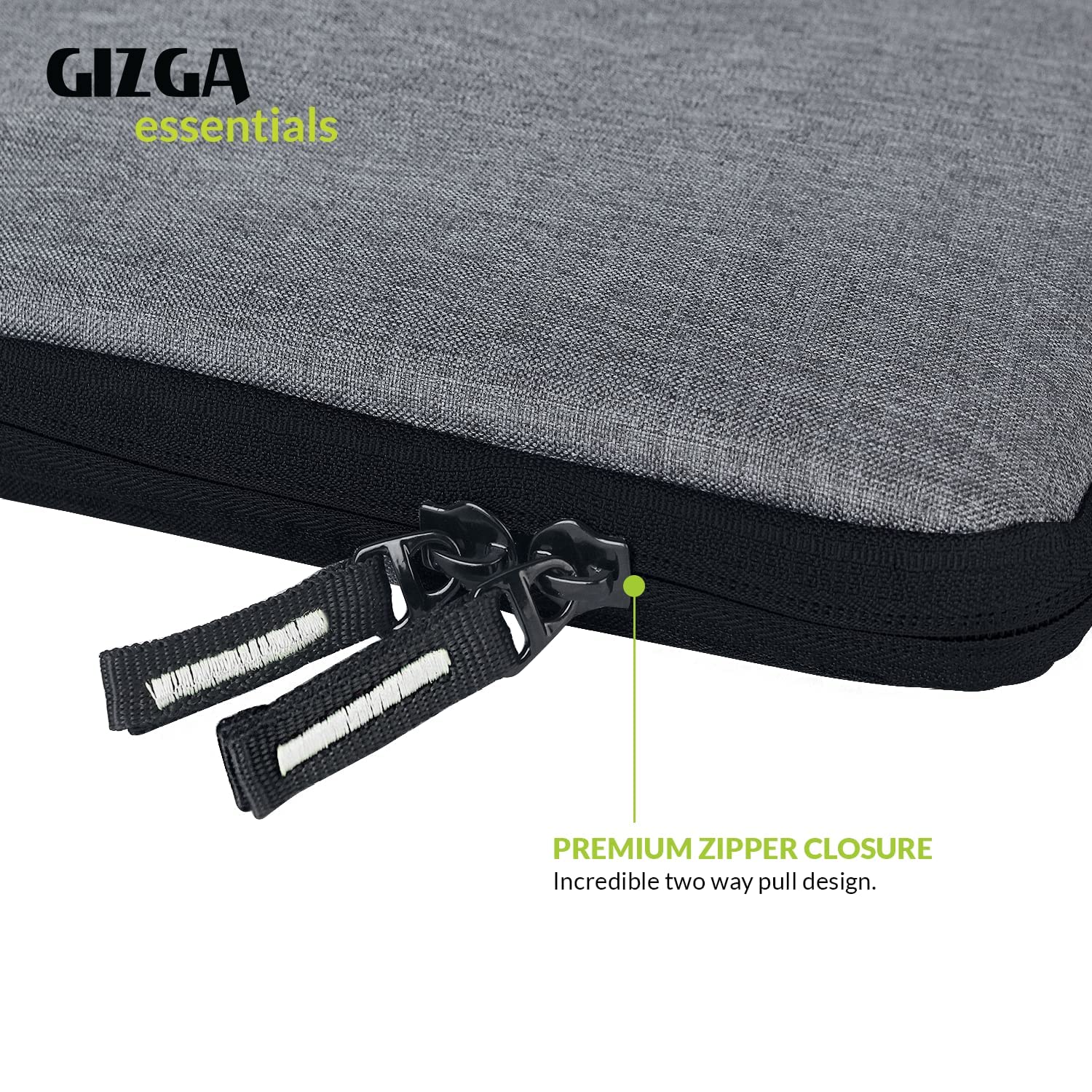 Gizga Essentials Laptop Bag Sleeve Case Cover Pouch for 13.3 Inch Laptop for Men & Women, Padded Laptop Compartment, Free Accessories Pouch, Premium Zipper Closure, Water Repellent Nylon Fabric-Grey