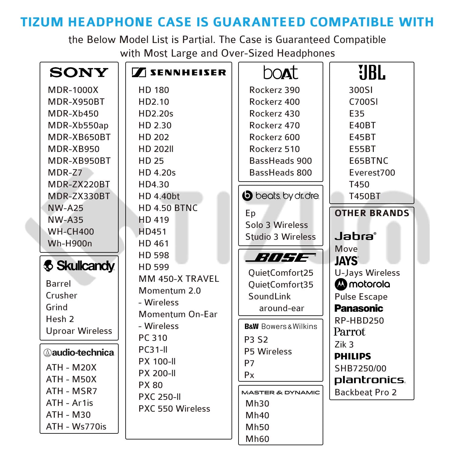 Tizum EVA Material Hard Shell EVA Headphone Carrying Case for Universal Oversized Over-Ear Headset, Shockproof, Water Repellent, Anti-Pressure Portable Protective Pouch, Black