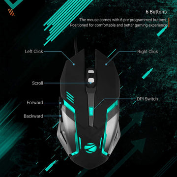 Zebronics Zeb-Transformer-M Optical USB Gaming Mouse with LED Effect(Black)