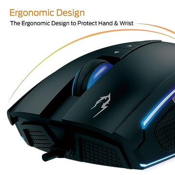 GAMDIAS ZEUS M1 Optical Gaming Mouse with Double RGB Streaming Light, HERA Software Supported, 8 Programmable keys, adjustable 1200 up to 7000 DPI, Weight Tunning System