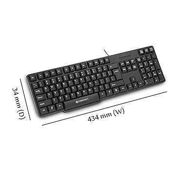 Zebronics Wired Keyboard and Mouse Combo with 104 Keys and a USB Mouse with 1200 DPI - JUDWAA 750