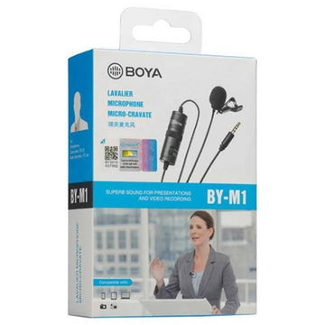Boya BYM1 Omnidirectional Lavalier Condenser Microphone with 20ft Audio Cable (Black)