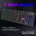RPM Euro Games Gaming Keyboard Wired 7 Color LED Illuminated & Spill Proof Keys, Black, Medium