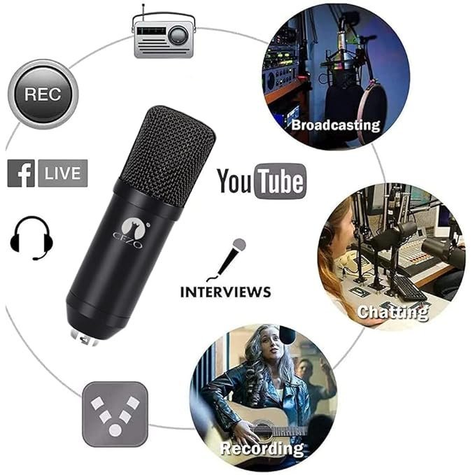 CEZO BM 800 Condenser Microphone Kit Set with V8 Sound Card, Boom Arm