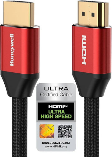 Honeywell HDMI Cable 2.1 with Ethernet, 8k@60Hz, 4K@120Hz UHD Resolution, (9.8ft/3M), 48 GBPS Transmission Ultra High Speed, Dolby DTS, eARC, 3D,Male-to-Male,Compatible with All HDMI-Enabled Devices