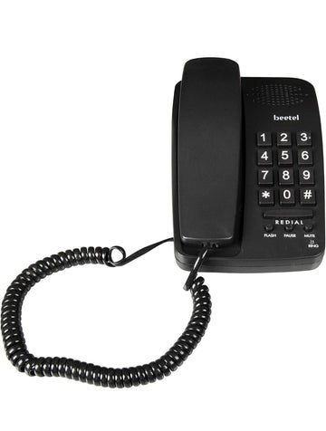 Beetel B15 Corded Landline Phone,Ringer Volume Control,LED Ring Indication,Wall/Desk Mountable,Bold Buttons Design,Clear Call Quality,Mute/Pause/Flash/Redial Function (Made in India)(Black)(B15)