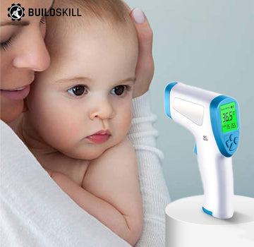 Digital Infrared Non Contact Forehead Thermometer Gun for Fever, Body Temperature. Best for Baby, Kids, Adults. CE, ROHS, Certified (White)