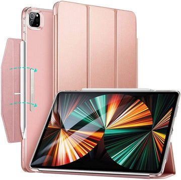 ESR for iPad Pro 12.9 inch Case (2022/2021, 6th/5th Gen), Translucent Stand Case, iPad Pro Cover with Clasp, Auto Sleep and Wake, Pencil 2 Wireless Charging, Ascend Trifold Case,rose gold iPad-61