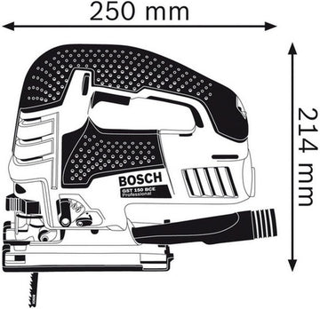 Bosch GST 150 BCE Heavy Duty Electric Jigsaw, SDS, 780W, 3,100 spm, 150 mm, 4m Cable, 2.7 kg, Bosch Click &amp; Clean System, Speed Selection, Guard, Glide Shoe + 3 Bosch Saw Blades, Case
