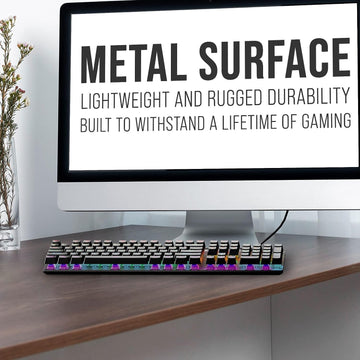 Quantum Rapid Strike Mechanical Wired Gaming Keyboard with Dedicated Multimedia Keys, 6-Colour RGB LED, 12 Adjustable Lighting Modes, Spill-Resistant, Aluminium Body and Rupee (₹) Key, QHM9850 (Black & Grey )