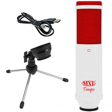 MXL Mics Tempo-WR Condenser Microphone, Cardioid, White/Red, (Model: MXL-Tempo-WR), Large
